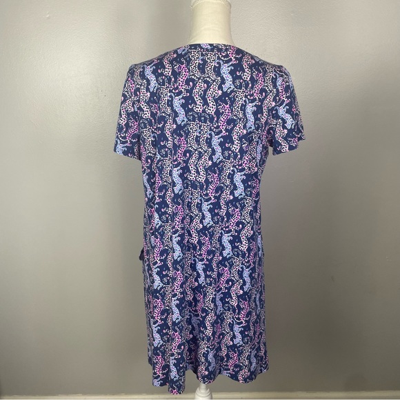 Lilly Pulitzer Blue Cat Short Sleeve Dress Size Large - Picture 2 of 9